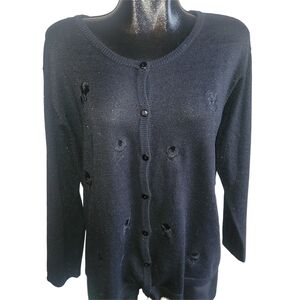 Beta's Choice Black Button-Up Cardigan Sweater XL